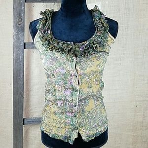 J. Crew women 0 sleeveless silk lined top semi Sheer